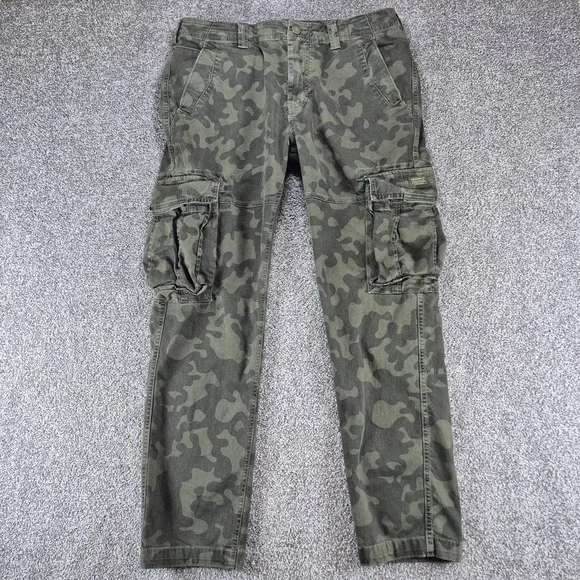 Superdry Cargo Trousers Mens 34x32 Green Camo Pants Utility Military Combat - Picture 3 of 10